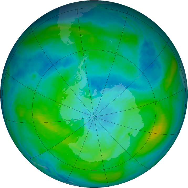 Antarctic ozone map for 07 March 1983